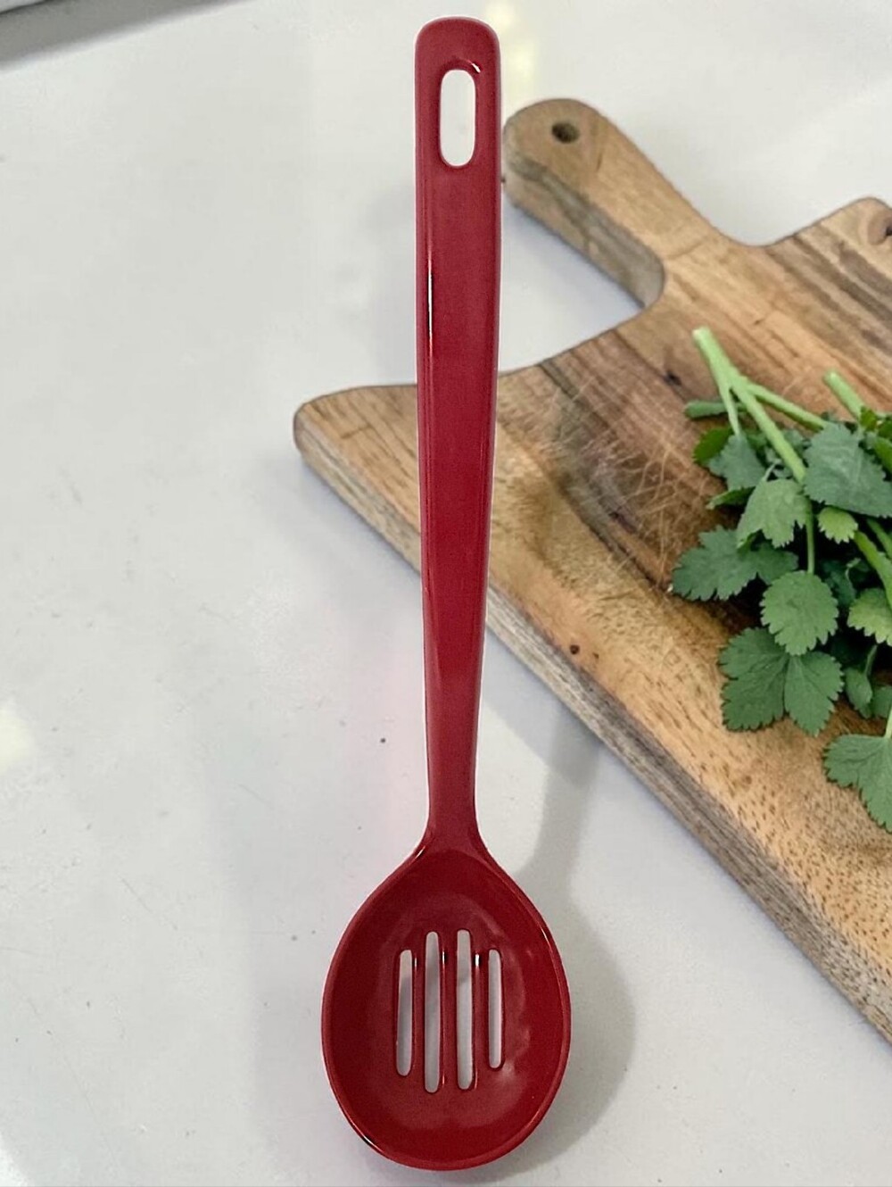 Vintage‎ Ekco Slotted Cooking Spoon Serving Red Melamine Melmac Hard Plastic MCM